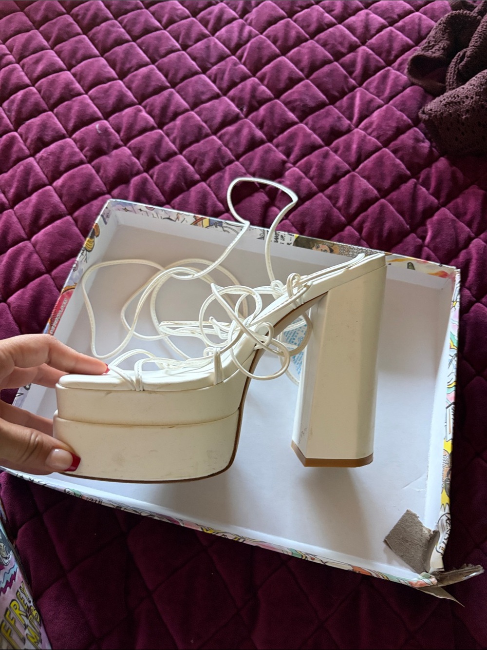 Jeffrey Campbell White Strappy Platform Block Heels